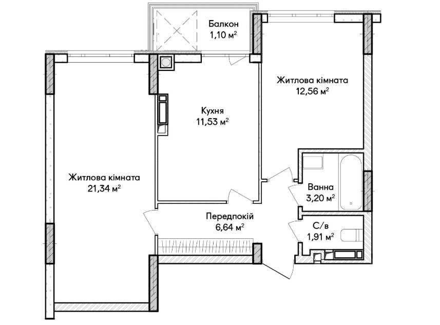 2-кімнатна сімейна квартира — 58.28 м², Будинок 33, поверх 2 Ирпень - изображение 8