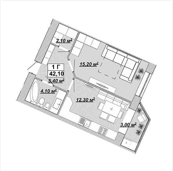 Збудована 1 кім квартира 42.7м2 р-н Княгинин Ивано-Франковск