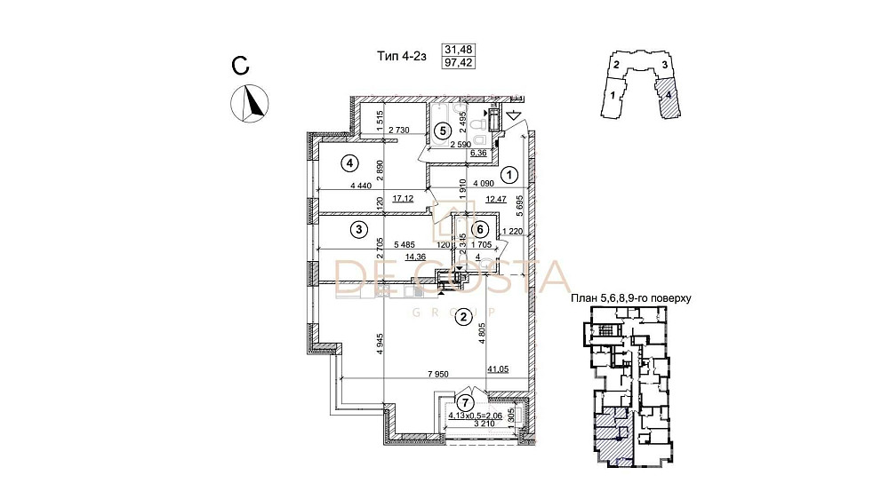 2к квартира 98 м² |4 секція | Видова | Crystal Park | БЕЗ% Київ - зображення 8