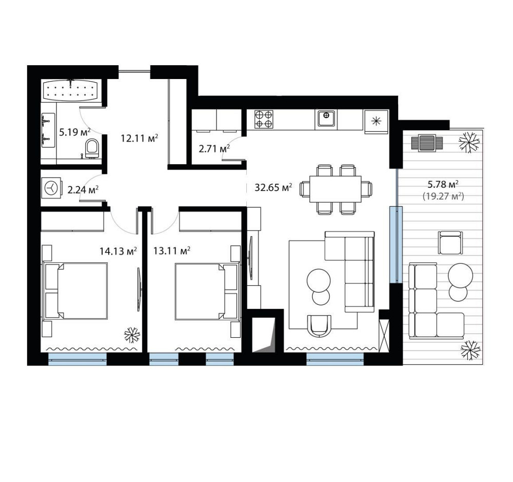Продаж. Двокімнатна квартира з видом на гори з терасою. Тячів. 5.30 Тячів - зображення 4