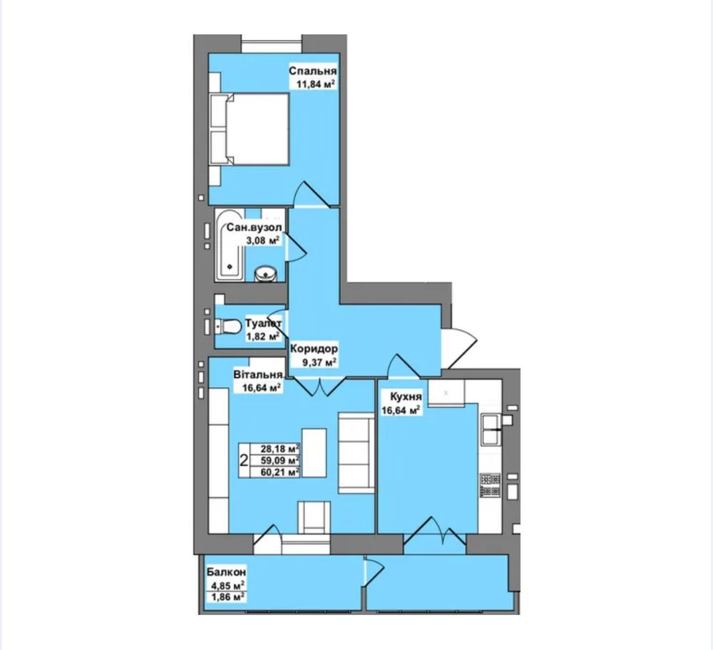 2-к квартира від Забудовника БЕЗ комісії вул.Тернопільська НОВИЙ ЛЬВІВ Львов - изображение 4