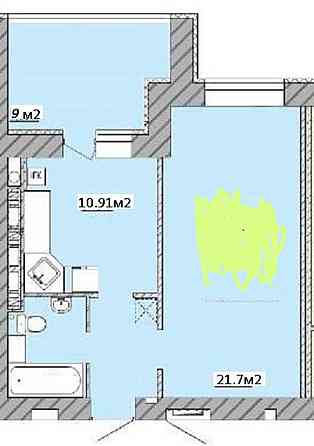 Продаж квартири 49м2 з великою лоджією. Будинок здан. Вишневое