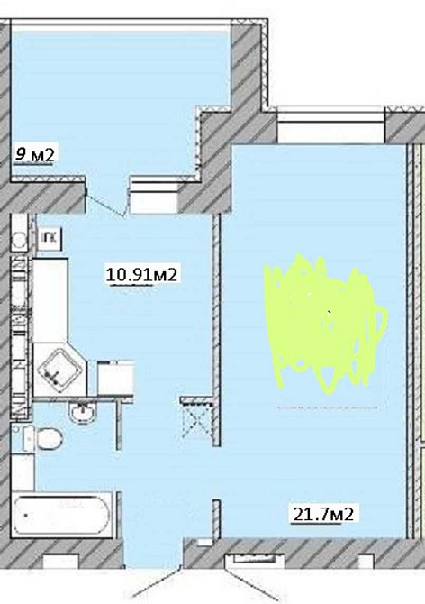 Продаж квартири 49м2 з великою лоджією. Будинок здан. Вишневое - изображение 1