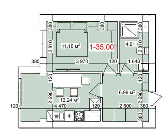 1 кім квартира ,35 м.кв в ЖК по вул.Лисенка, м.Коломия Коломия