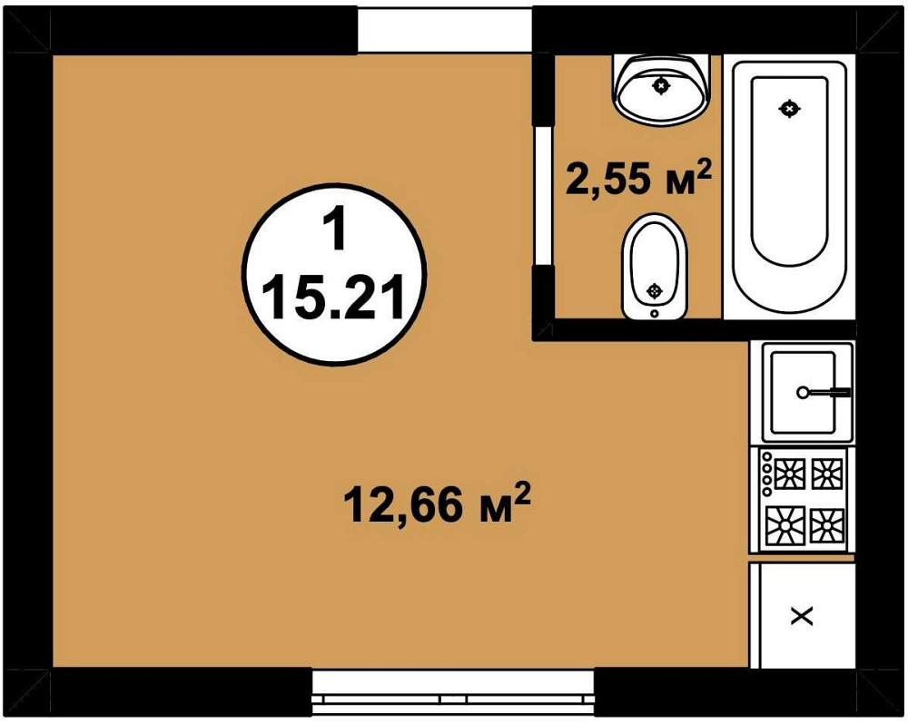 Квартира 15.21 кв. м. | Забудовник | ЖК Aura park | Без комісії Гатное - изображение 2