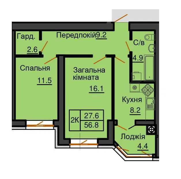 ‼️РОЗСТРОЧКА‼️ Продам 2к квартиру 57 м2 ЖК Софія Резиденс Резиденція Софиевская Борщаговка - изображение 1