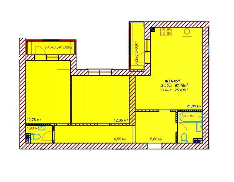 Термінова продаж 2 кімнатної 68 м2 в новому зданому будинку Авангард - изображение 7
