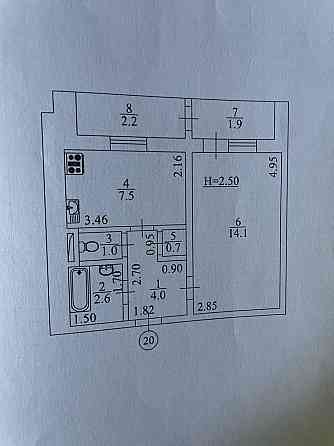 ТЕРМІНОВО! Під Ремонт. 1-кімнатна квартира, Музичі, 34 м² Музичи