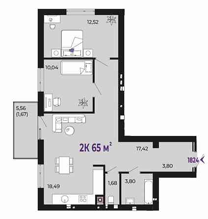 2к квартира 65м.кв. в ексклюзивному ЖК Крихівці