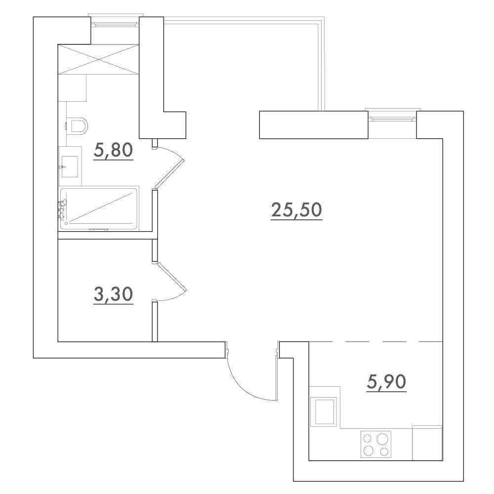 Студія 40 м2 з великою лоджією з панорамою, будинок 2024р Desna Park Зазим`я - зображення 2