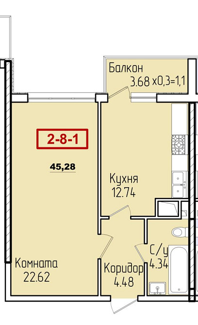 Однокомнатная квартира в 51 жемчужине Фонтанка - зображення 1