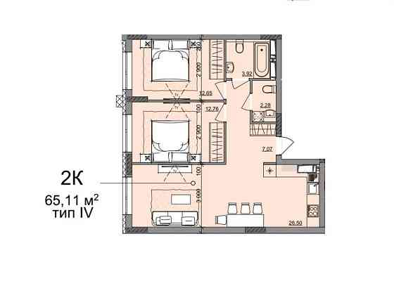 2к квартира 65м², ЖК Акварель 10, переуступка Иличанка