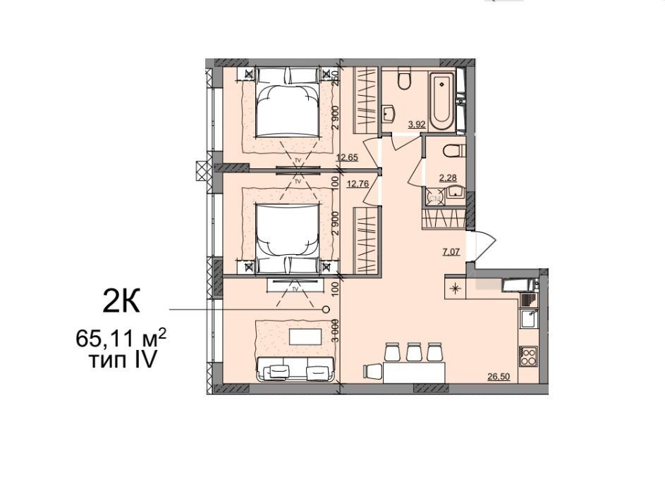 2к квартира 65м², ЖК Акварель 10, переуступка Иличанка - изображение 1