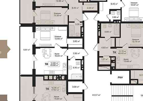 Продаж 1 кім квартири з терасою на озеро та ліс ЖК Auroom Lounge Львов