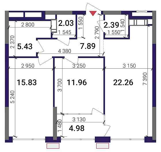 2к квартира, 72,77 м2, ЖК Грейт (Great), вид на Дніпро.  Без%. Київ