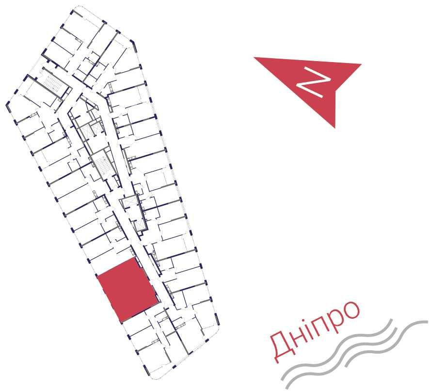 2к квартира, 72,77 м2, ЖК Грейт (Great), вид на Дніпро.  Без%. Київ - зображення 8