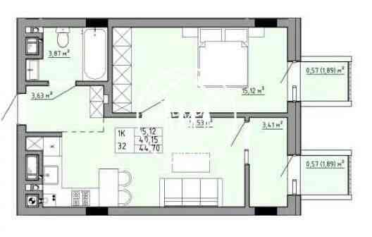 Вигідна пропозиція. В сучасному ЖК. Однокімнатна+Студія ГазКотел А11 Львов