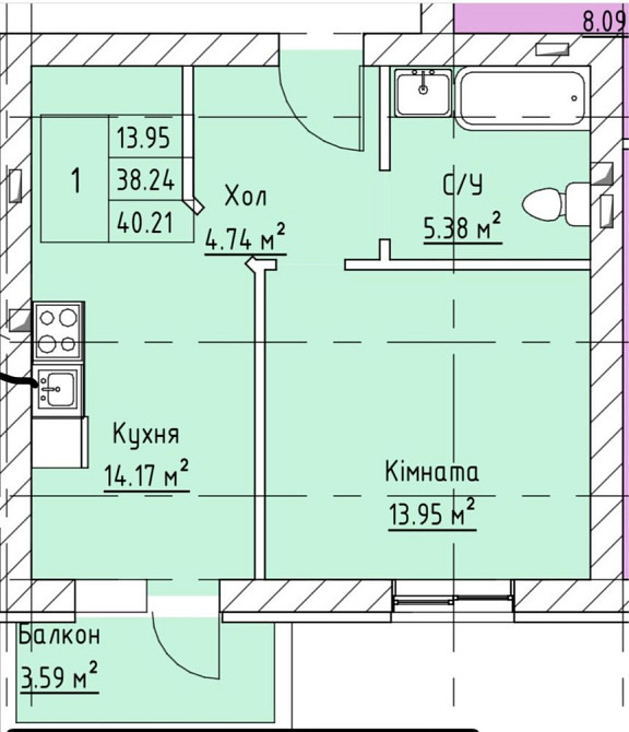 Однокімнатна квартира в ЖК Київський маєток Софиевская Борщаговка - изображение 1