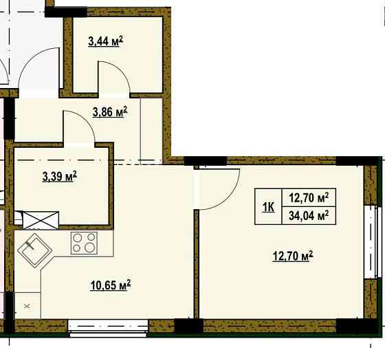 Повноцінна однокімнатна квартира, Деснянський рацон, 34,04 кв.м Киев
