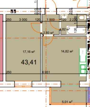 1 кім квартира , площа 43.41 м.кв, розтермінування на 36 місяців Калуш