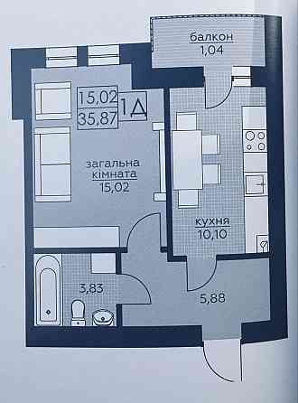 Однокімнатна в готовому будинку Буча