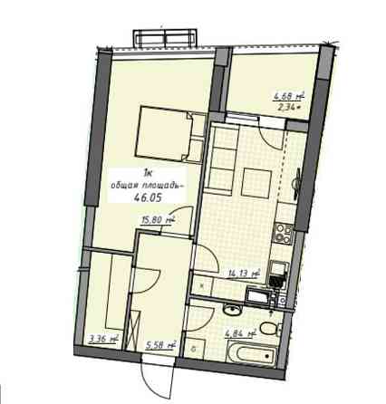 1-комн. квартира 46м²‼️ ЖК "Атмосфера" ‼️Аркадия‼️Секция сдана‼️ Одесса