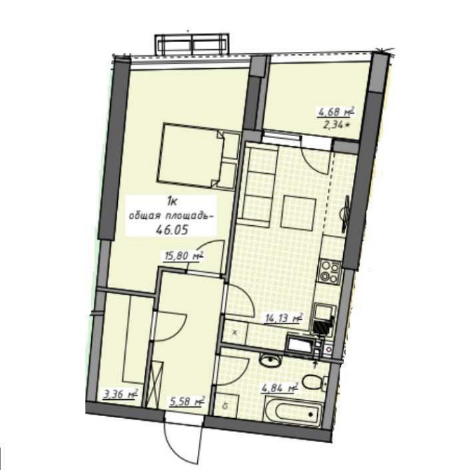 1-комн. квартира 46м²‼️ ЖК "Атмосфера" ‼️Аркадия‼️Секция сдана‼️ Одесса - изображение 4