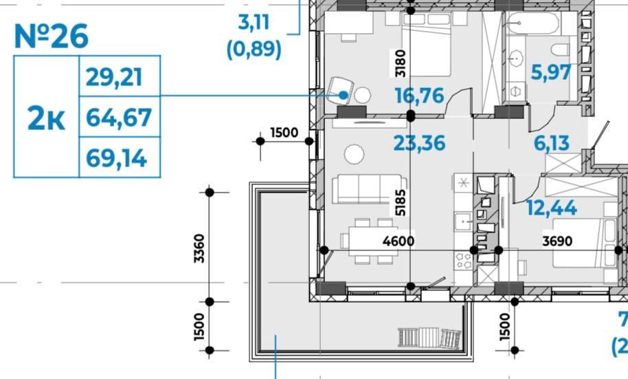 Продаж 2-кім. квартири з терасою ЖК Шелест вул Студинського Нова Оселя Львов - изображение 5