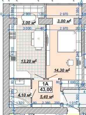Продам, 1-кімн., 43м.кв., на 7 поверсі, КНЯГИНЕН Ивано-Франковск