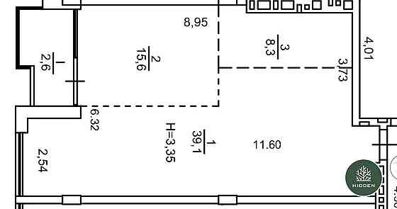 Продаж видової квартири 65.6 м² з вільним плануванням в ЖК "Hidden" Київ