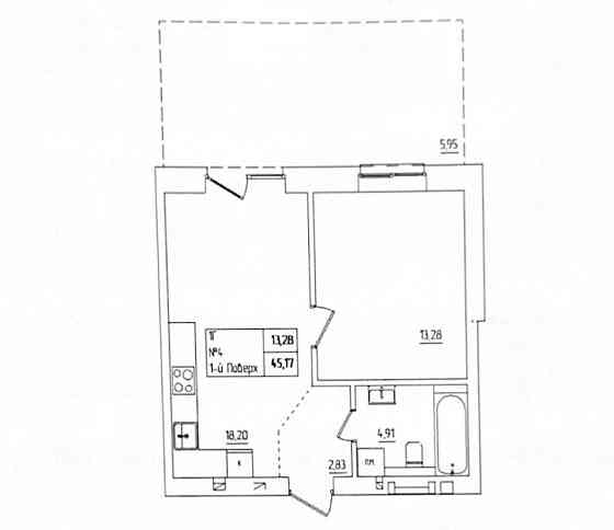 1-на квартира з власною ділянкою 45 кв.м. Квасилов (Ровенская обл.)