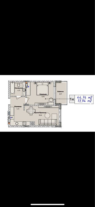 Однокімнатна квартира м.Городок Городок(Львовская обл.) - изображение 2