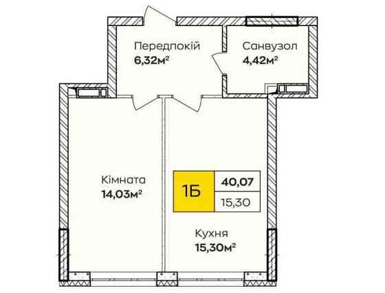 1к квартира 40,07 м²  —Позняки. Розстрочка з платежем 33тис/міс Київ