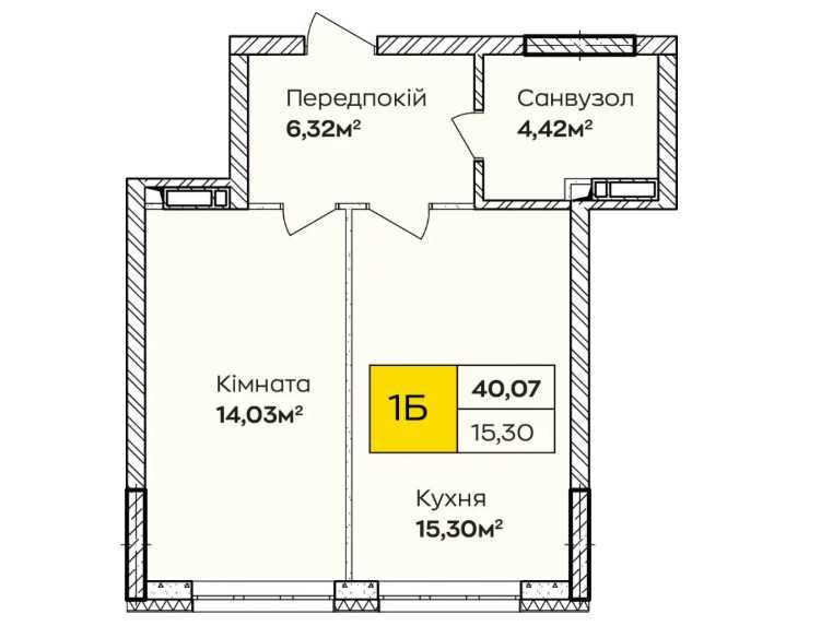 1к квартира 40,07 м²  —Позняки. Розстрочка з платежем 33тис/міс Київ - зображення 2