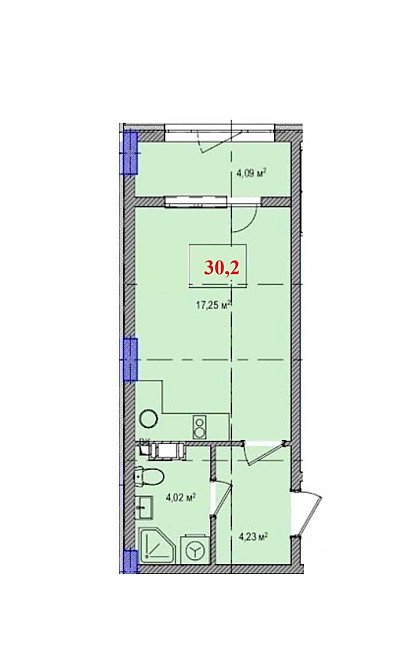 Квартира Студія 30,2  м2 на 2 поверсі Теремки 2 за 19817 $ Київ - зображення 1