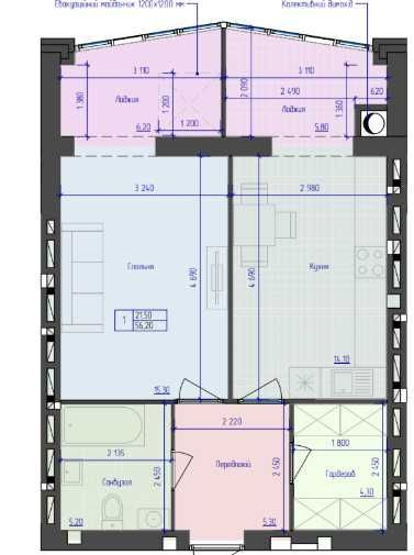 Новобудова, ЖК Атлант, 1 кім.кв. 56,2м2 здача осінь 2026 р. Рованцы - изображение 1