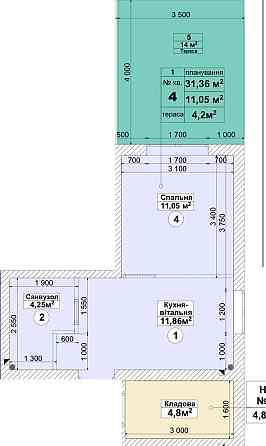 ‼️1 кімнатна 27м2 + 16м2 ( земельна ділянка ) Софиевская Борщаговка
