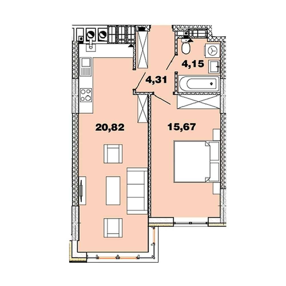 Велика однушка. ЖК "Crystal Avenue". 5 черга. Поруч парк із озером Петропавлівська Борщагівка - зображення 1