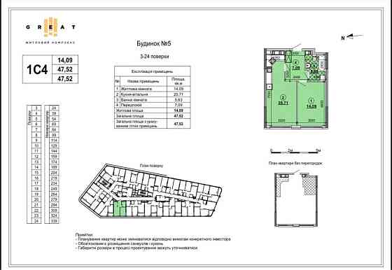 Однокімнатна квартира, ЖК Грейт, Greate, дніпровська набережна 15ж Киев