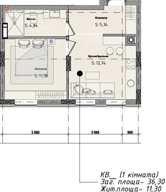 Продаж 1-кім квартири в Городку по вул Яворівська Городок(Львовская обл.) - изображение 2