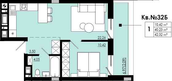 Продаж 1 кім квартири по вул Відродження в Пустомитах Пустомыты