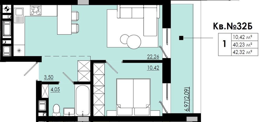 Продаж 1 кім квартири по вул Відродження в Пустомитах Пустомыты - изображение 1