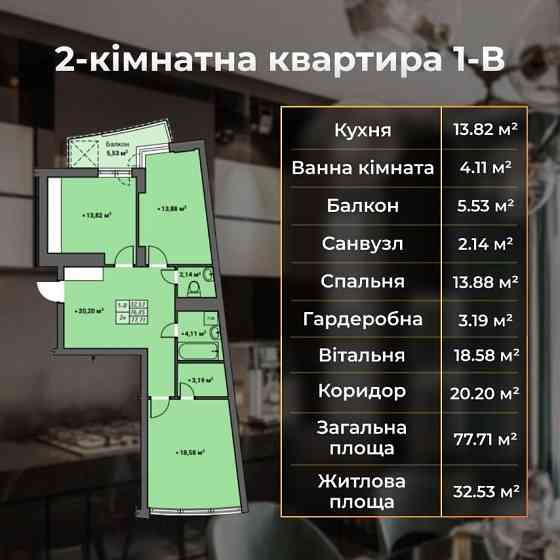 2-кім. квартира біля ліцею «Престиж» Рівне