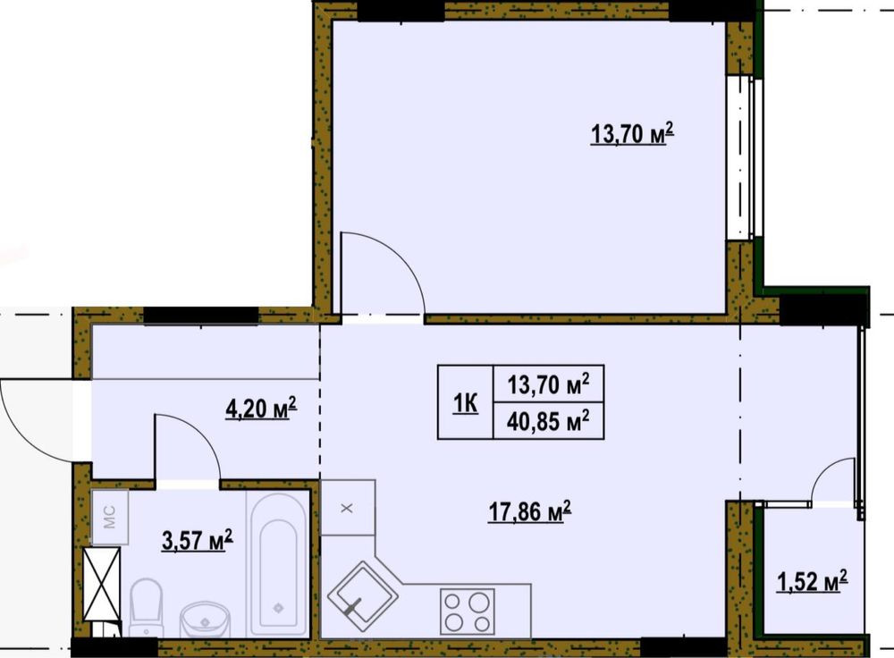 Простора 1к квартира в Києві з балконом Киев - изображение 1