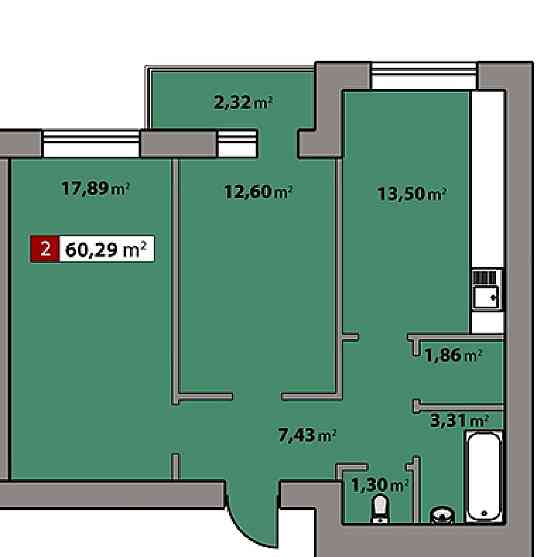 Продаж двокімнатної квартири в ЖК Парковий квартал, середній поверх Черкассы