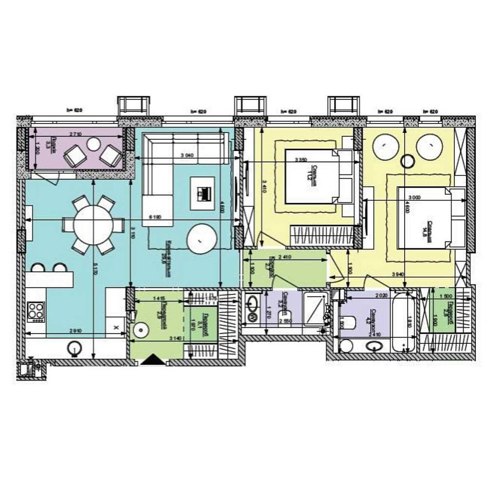 Євро-3 (двокімнатна + кухня-вітальня), 78 м², Файна Таун- будинок № 7 Киев - изображение 5