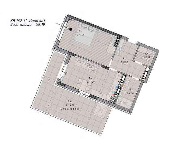 Продаж 1 кім.квартири з терасою в новобудові вул. Шевченка 266 Львов