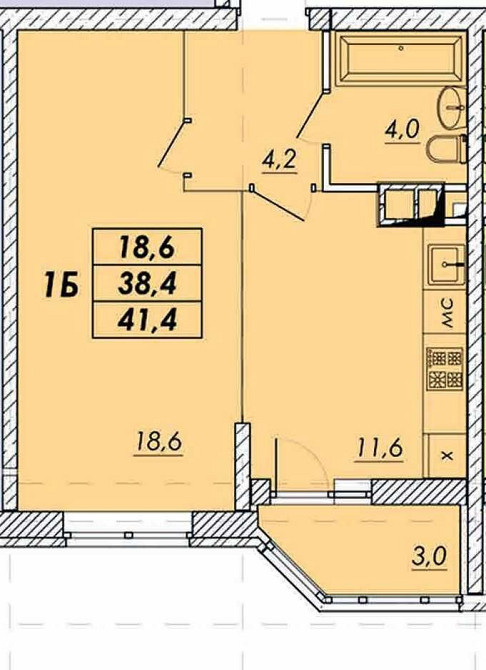 Прохоровский квартал. Лучшая цена ! 41 м. Средний этаж Одесса - изображение 1