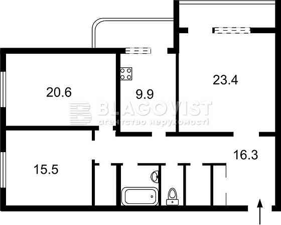 Центр 3-к. квартира 100м2 ремонт поруч з метро Печерська_Л. Українки, Київ