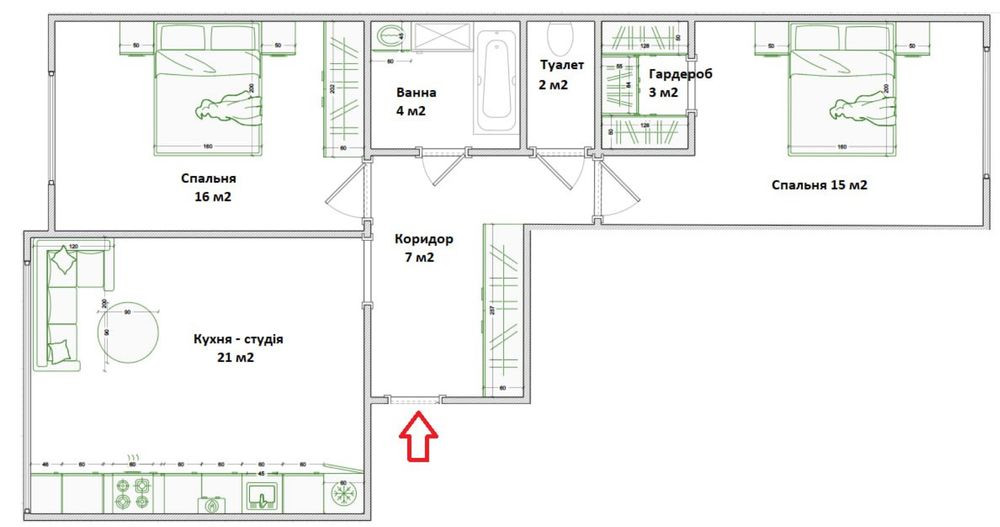 Євро 3к 70 м2 з ремонтом Центральний парк! Дорогий ремонт! Ирпень - изображение 3